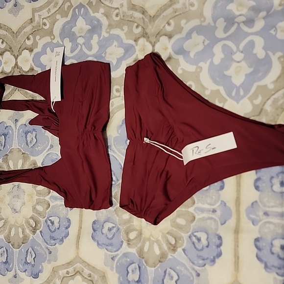 Riot Swim Pico Merlot Red High Waist Bikini XS - Picture 5 of 9